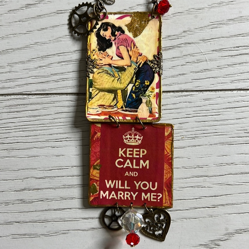 Marry Me Brass Double Ornament